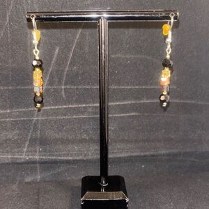 Chic Black and Gold Beaded Earrings